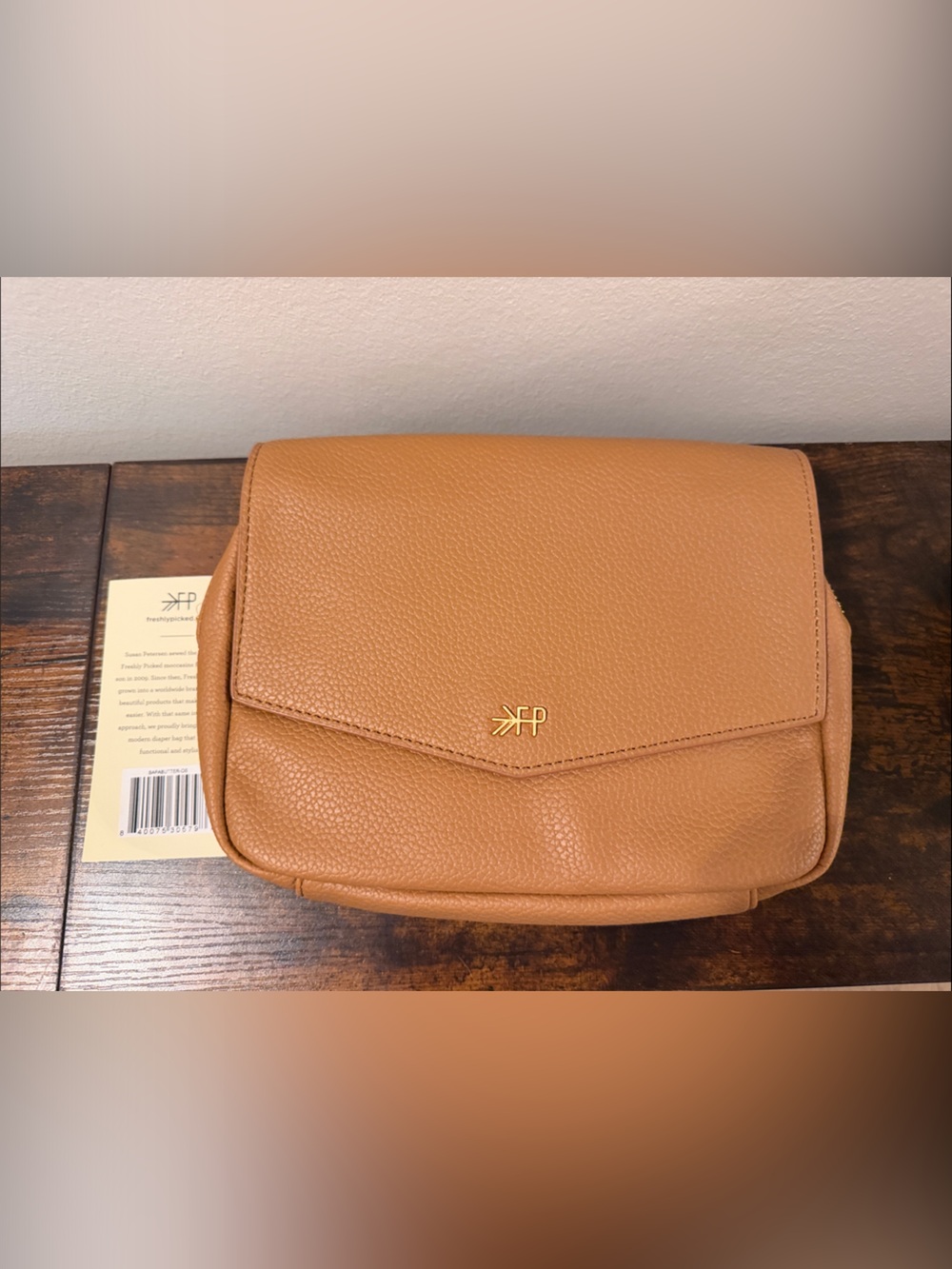 Freshly Picked Tan Pebbled Leather belt Bag with Gold Accent